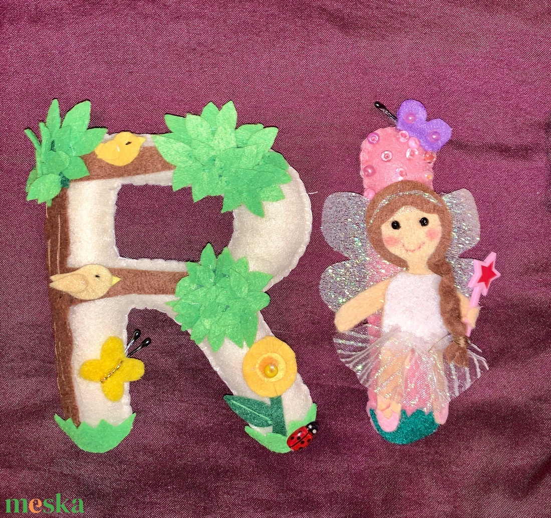 Tündéres betű,füzér,girland,névtábla,ajtódísz , babaszoba dekoráció - otthon & életmód - babaszoba, gyerekszoba - gyerek névtábla - Meska.hu