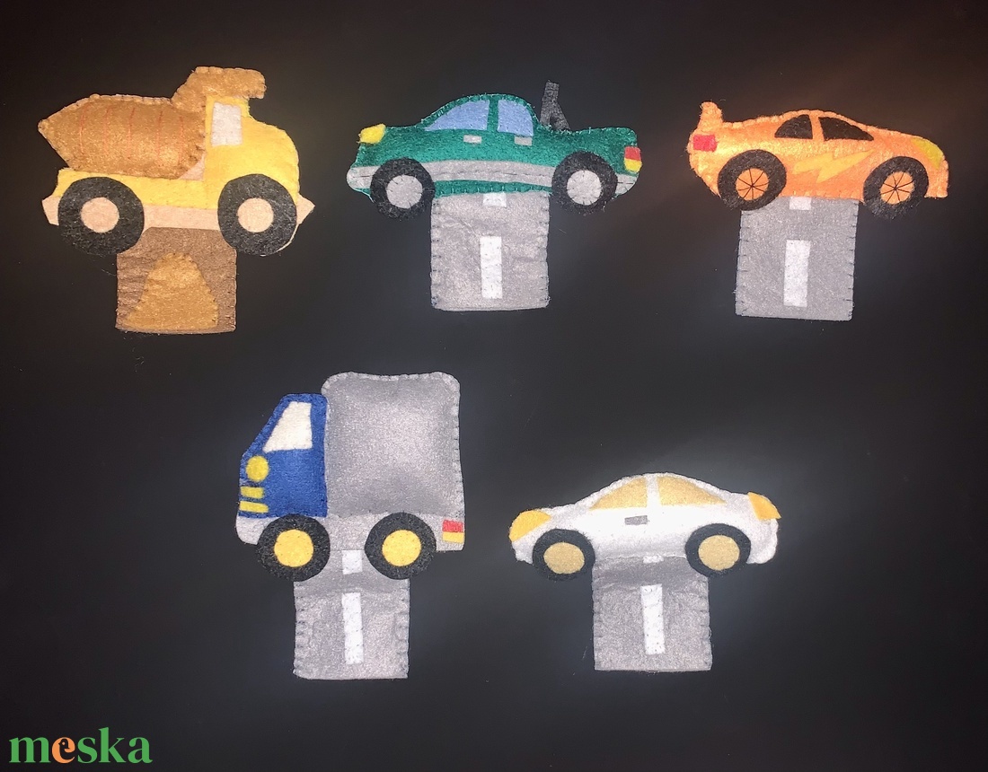 Autók, járművek filc ujjbábok - játék & sport - bábok - ujjbáb - Meska.hu