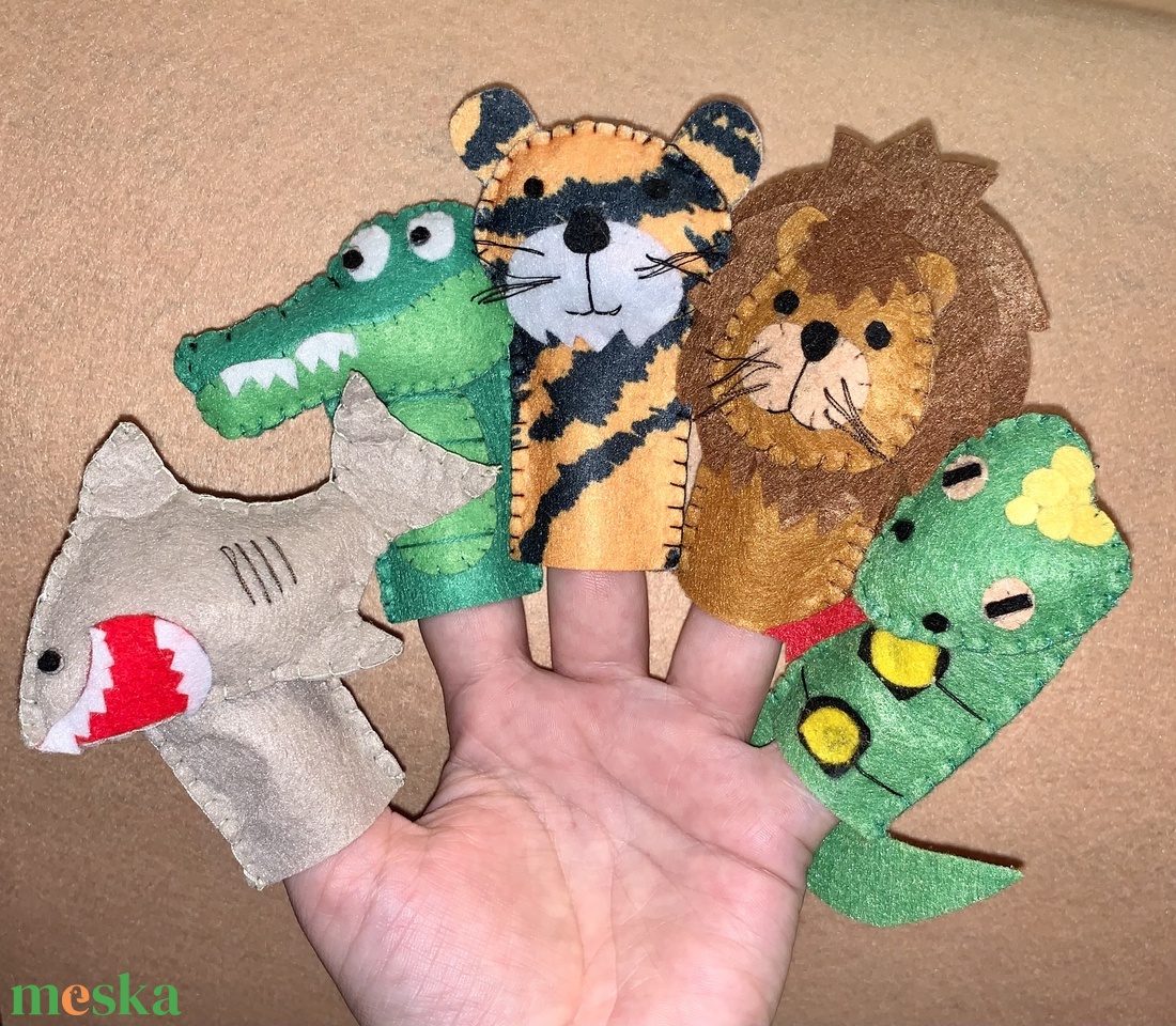 Vadon élő, veszélyes állatok filc ujjbáb készlet - játék & sport - bábok - ujjbáb - Meska.hu