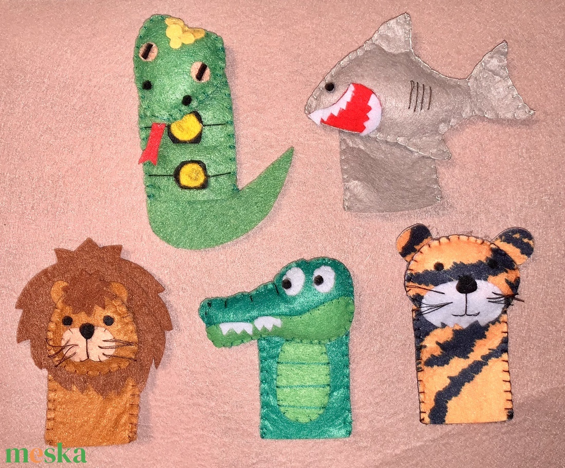 Vadon élő, veszélyes állatok filc ujjbáb készlet - játék & sport - bábok - ujjbáb - Meska.hu