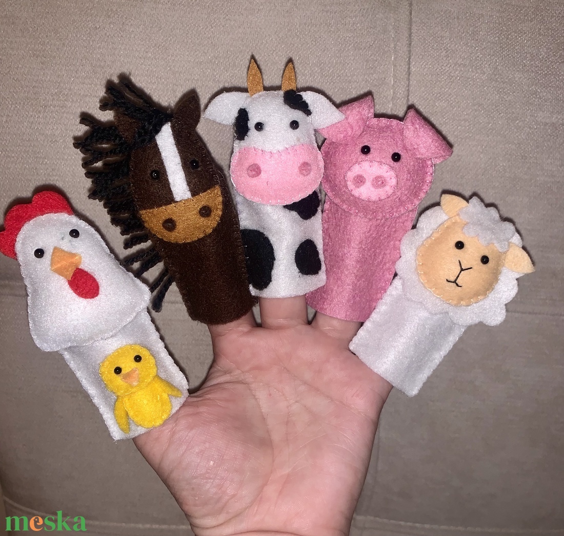 Farm, tanya állatai , ház körüli állatok, házi állatok   filc ujjbáb készlet - játék & sport - bábok - ujjbáb - Meska.hu