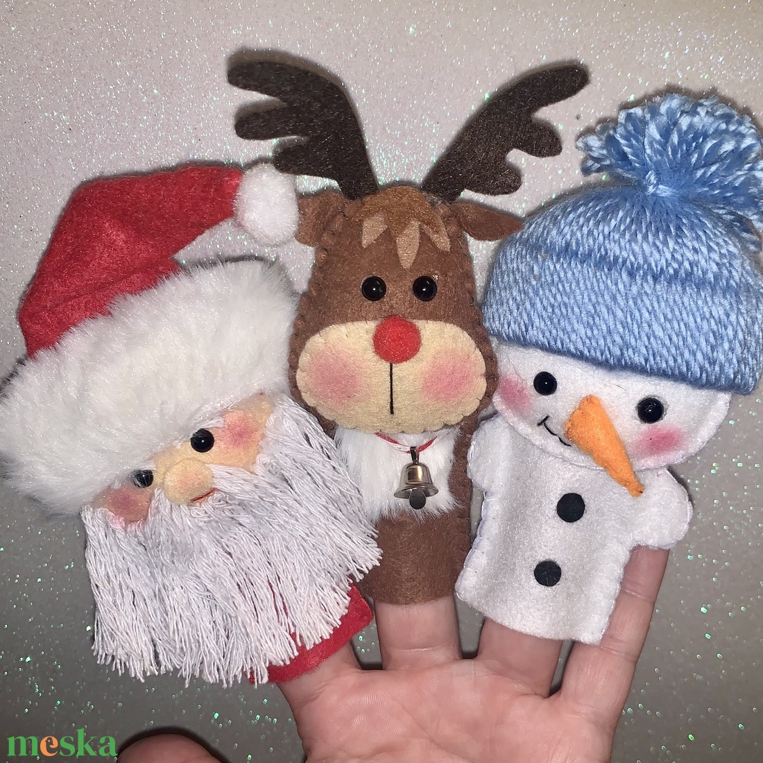 Télapó, rénszarvas,hóember karácsony ujjbáb készlet - játék & sport - bábok - ujjbáb - Meska.hu