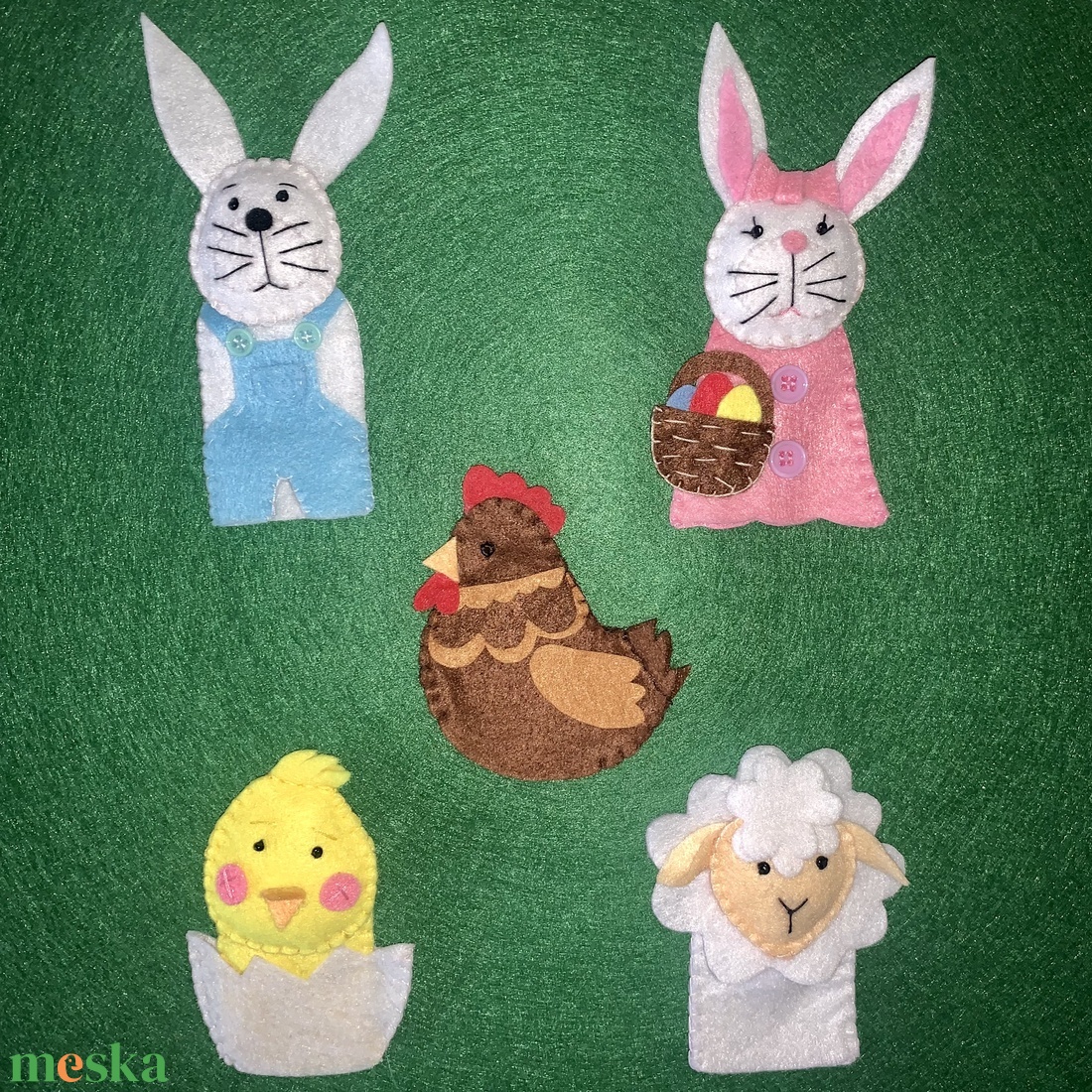 Húsvéti ujjbáb készlet - nyuszik, csibe,bari,tyúk - játék & sport - bábok - ujjbáb - Meska.hu
