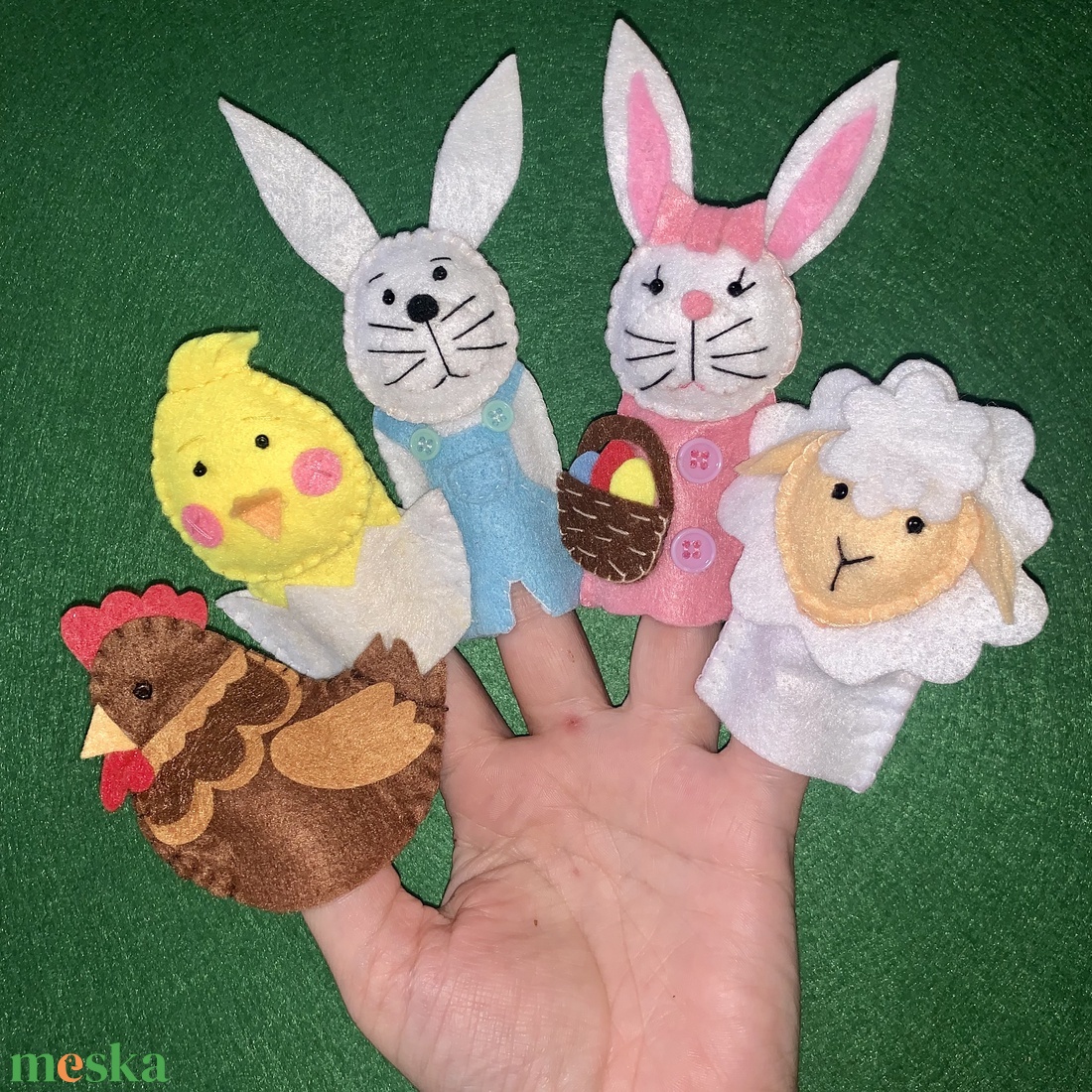 Húsvéti ujjbáb készlet - nyuszik, csibe,bari,tyúk - játék & sport - bábok - ujjbáb - Meska.hu