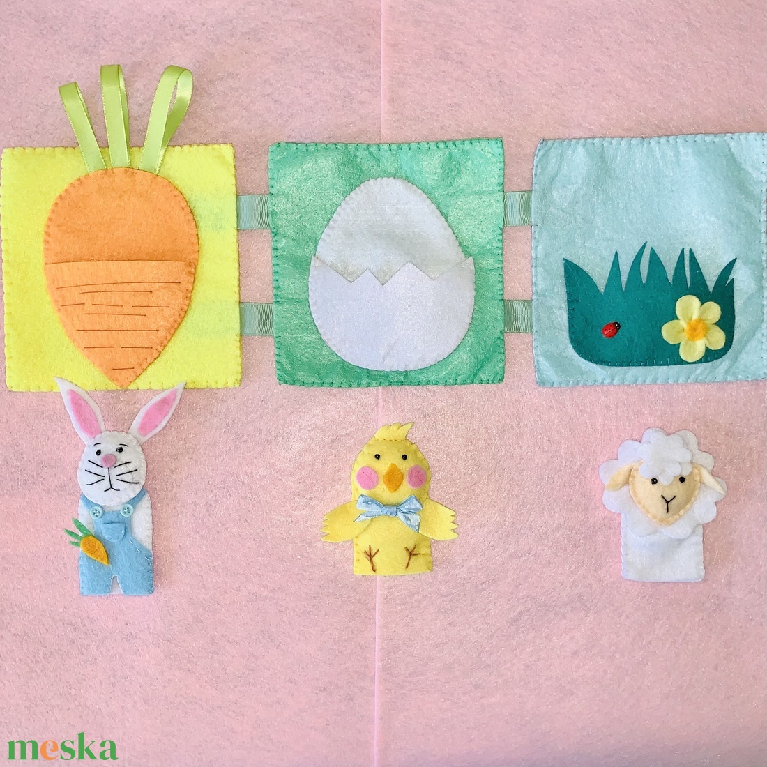 Ujjbábok húsvétra tárolóval- nyuszi,csibe,bari - játék & sport - bábok - ujjbáb - Meska.hu