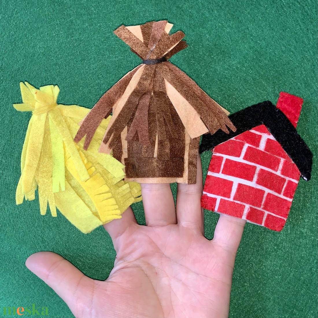 A három kismalac és a farkas  filc ujjbáb készlet - játék & sport - bábok - ujjbáb - Meska.hu