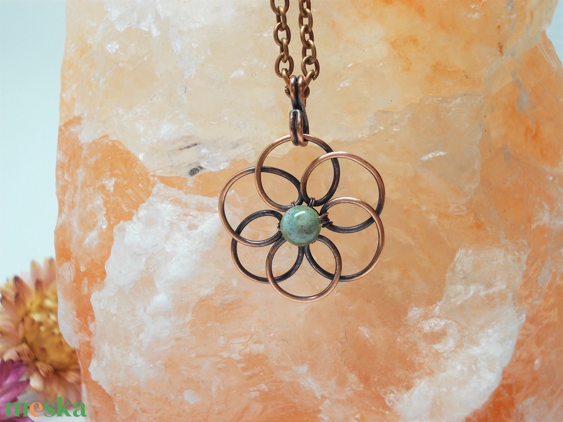 Flower of Life réz nyaklánc - ékszer - nyaklánc - medálos nyaklánc - Meska.hu