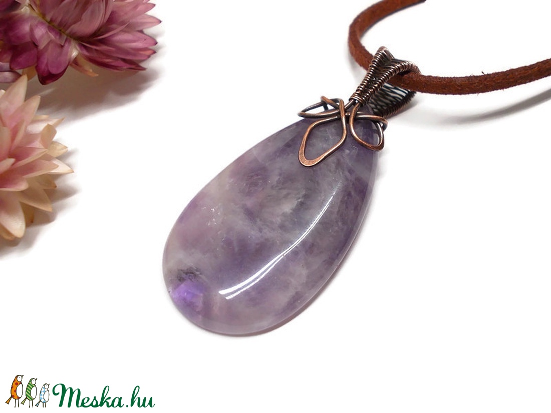 Lótusz ametiszt réz medál - ékszer - nyaklánc - medálos nyaklánc - Meska.hu