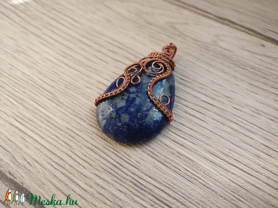 Lápisz lazuli réz nyaklánc Klimt által inspirálva - ékszer - nyaklánc - medálos nyaklánc - Meska.hu