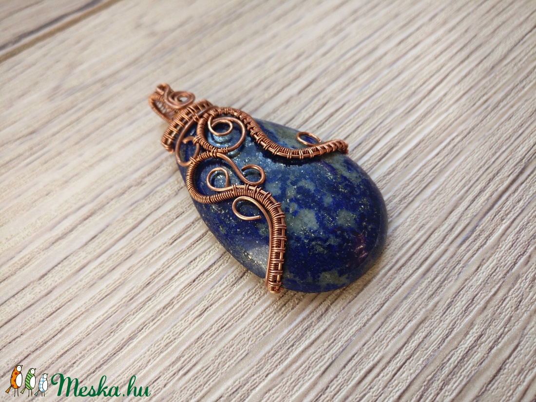 Lápisz lazuli réz nyaklánc Klimt által inspirálva - ékszer - nyaklánc - medálos nyaklánc - Meska.hu