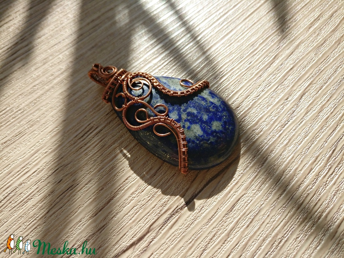 Lápisz lazuli réz nyaklánc Klimt által inspirálva - ékszer - nyaklánc - medálos nyaklánc - Meska.hu