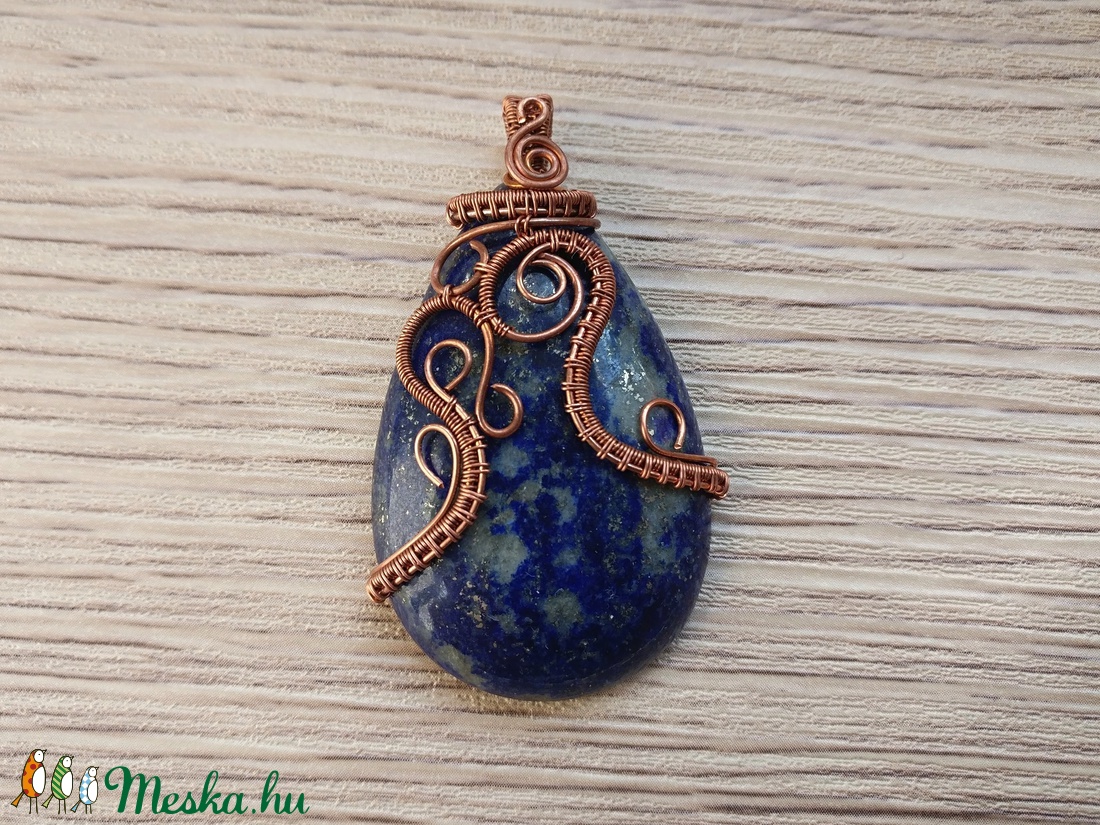 Lápisz lazuli réz nyaklánc Klimt által inspirálva - ékszer - nyaklánc - medálos nyaklánc - Meska.hu