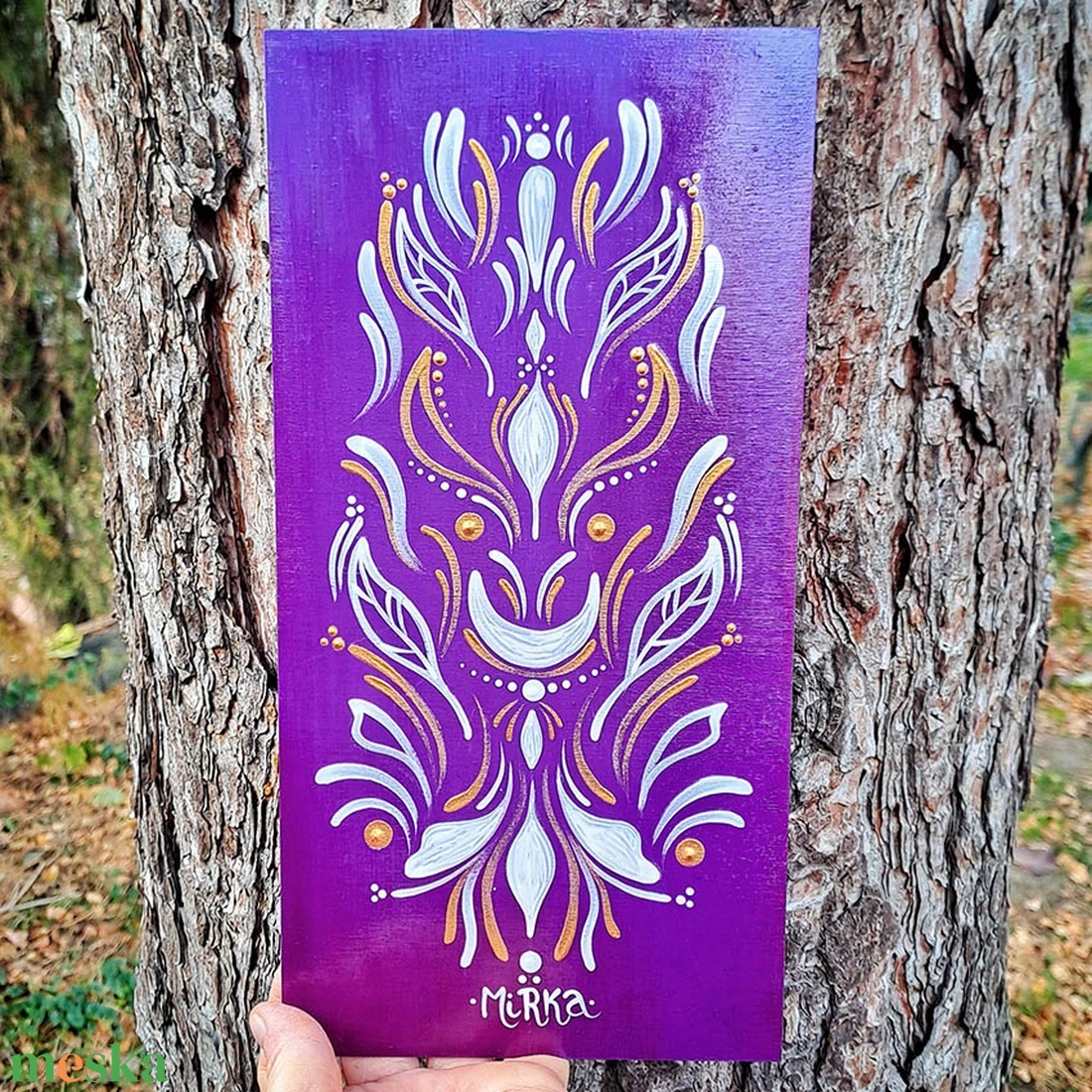 Eldalót  A Tündék Virága  Egyedi kézzel festett lila-arany festmény -  - Meska.hu
