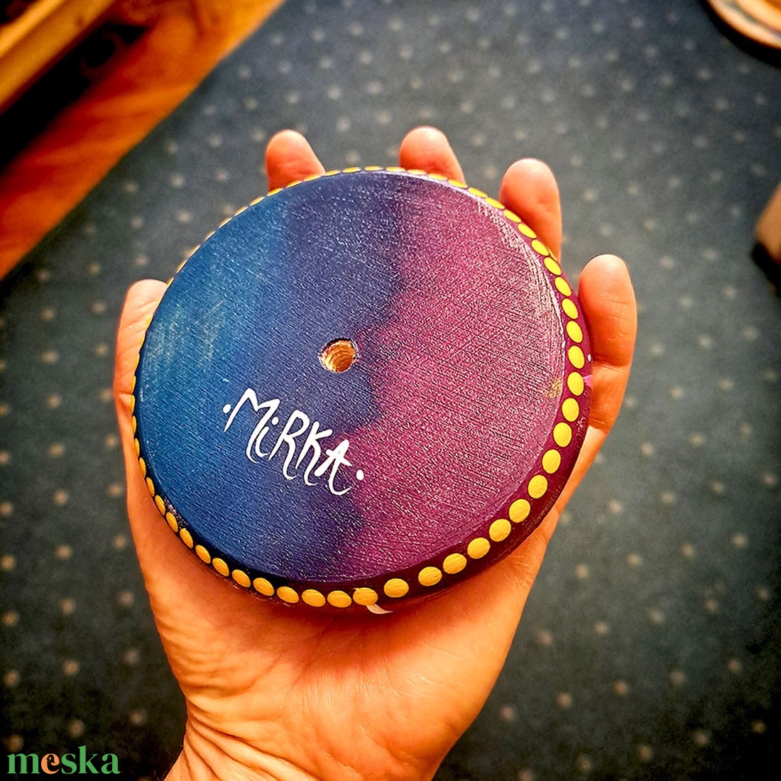 Kézzel festett, fából készült mandalás mécsestartó � egyedi fényforrás otthonodba - otthon & életmód - gyertya, illat, aroma - mécses és mécsestartó - Meska.hu