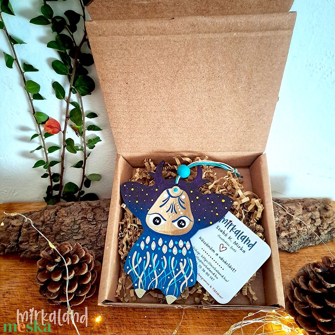 Lunava  az Éjcsend Őrzője  12 cm  kézzel festett fafigura - otthon & életmód - dekoráció - fali és függő dekoráció - függődísz - Meska.hu