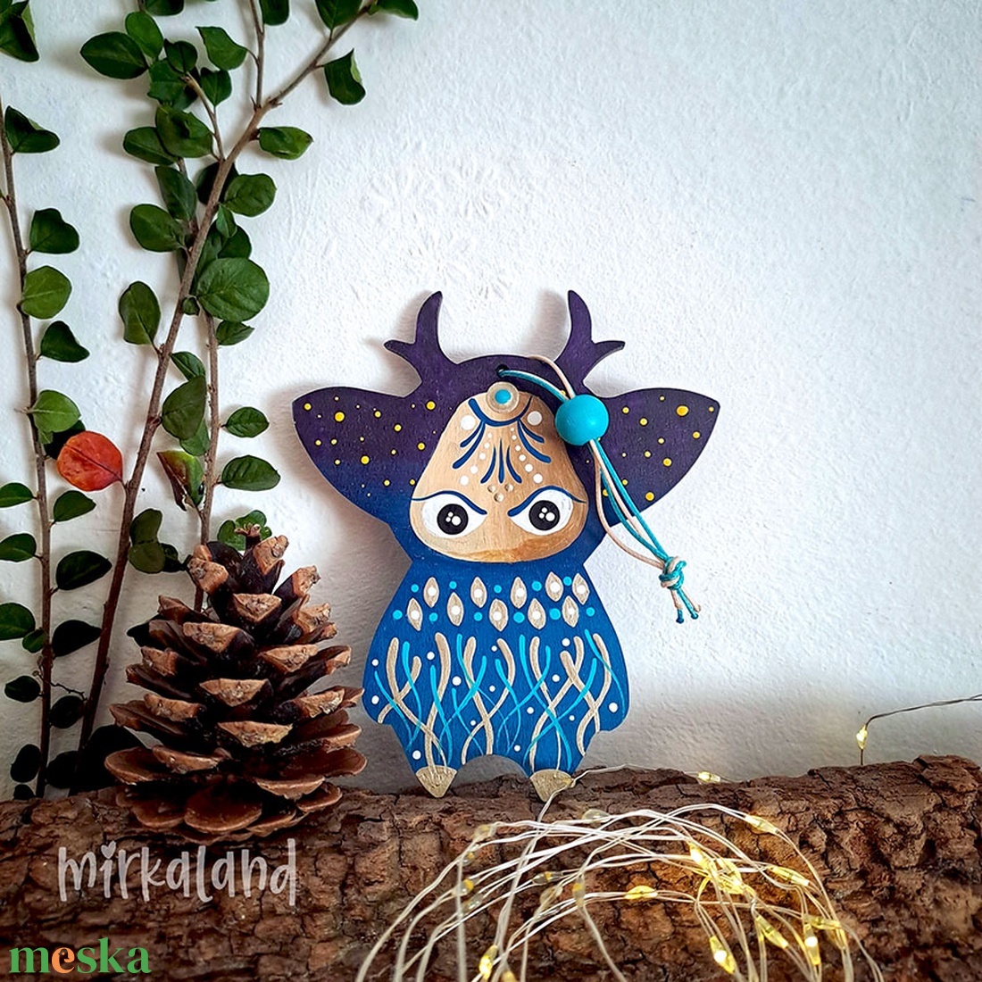 Lunava  az Éjcsend Őrzője  12 cm  kézzel festett fafigura - otthon & életmód - dekoráció - fali és függő dekoráció - függődísz - Meska.hu