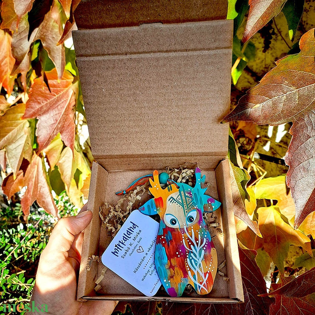 Rilava, az Iránytűszarvas  kézzel festett fafigura - otthon & életmód - dekoráció - fali és függő dekoráció - függődísz - Meska.hu