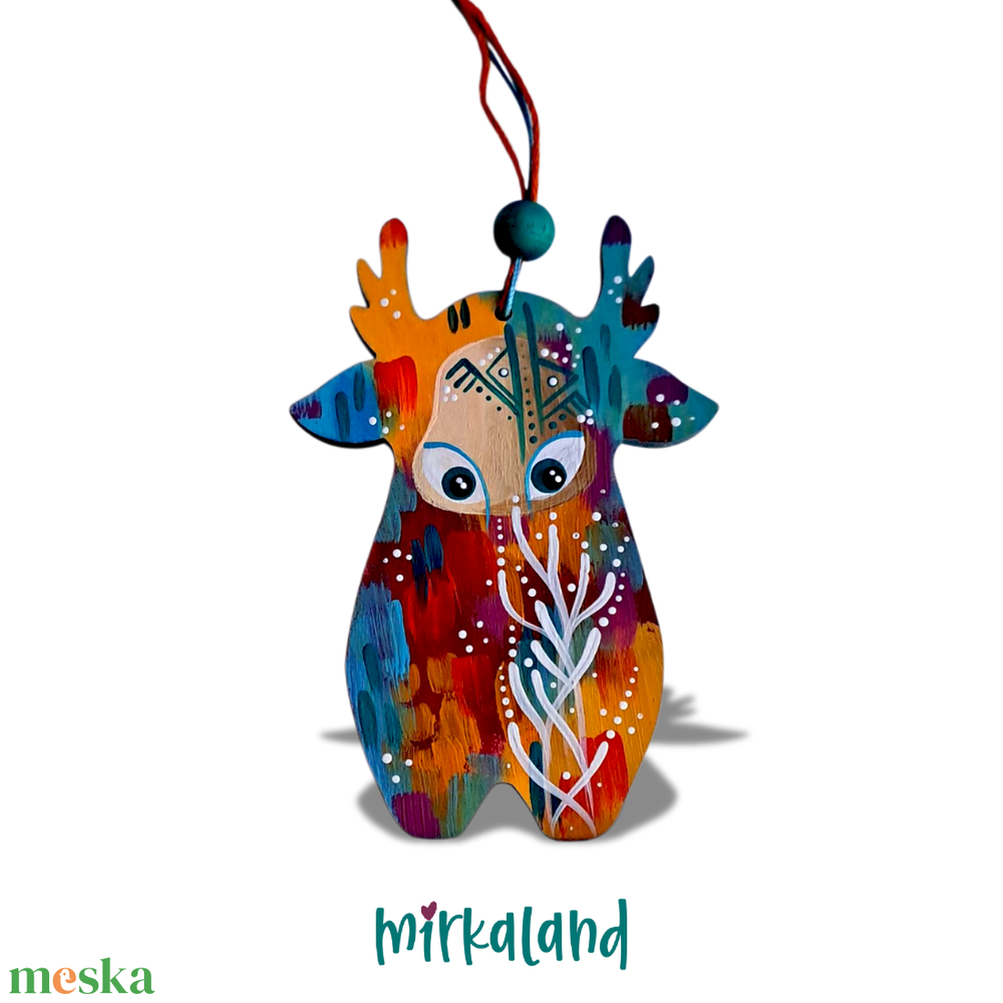 Rilava, az Iránytűszarvas  kézzel festett fafigura - otthon & életmód - dekoráció - fali és függő dekoráció - függődísz - Meska.hu