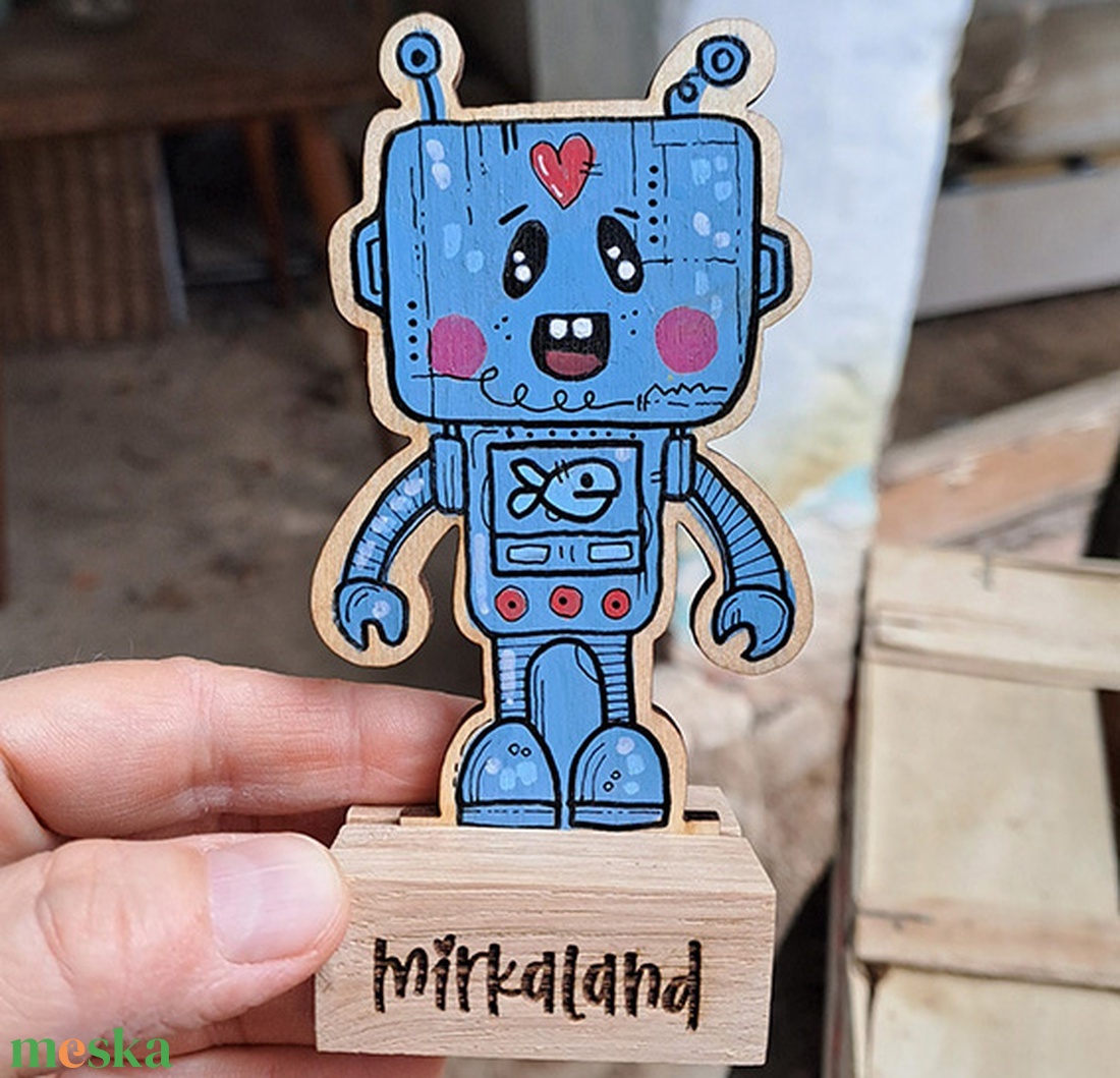 Kisrobot � Kézzel Festett Fa Asztali Dekoráció - otthon & életmód - dekoráció - dekoratív figurák és szobrok - Meska.hu