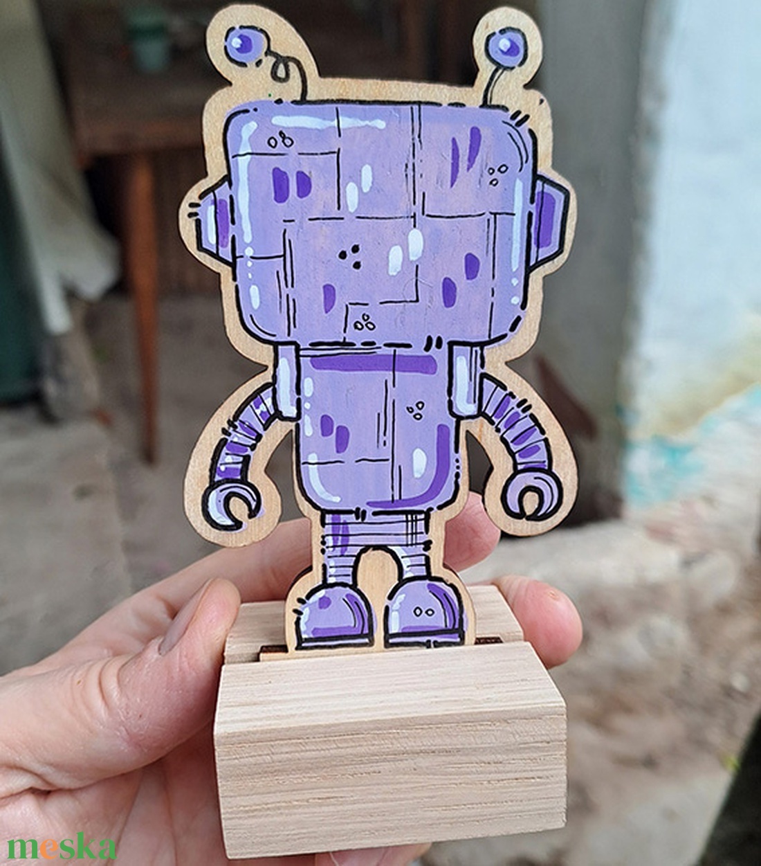 Kisrobot � Kézzel Festett Fa Asztali Dekoráció - otthon & életmód - dekoráció - dekoratív figurák és szobrok - Meska.hu