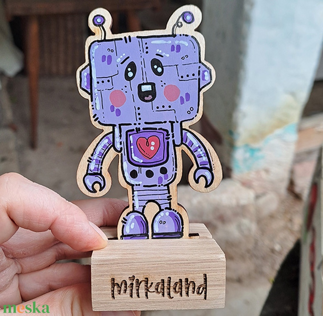 Kisrobot � Kézzel Festett Fa Asztali Dekoráció - otthon & életmód - dekoráció - dekoratív figurák és szobrok - Meska.hu