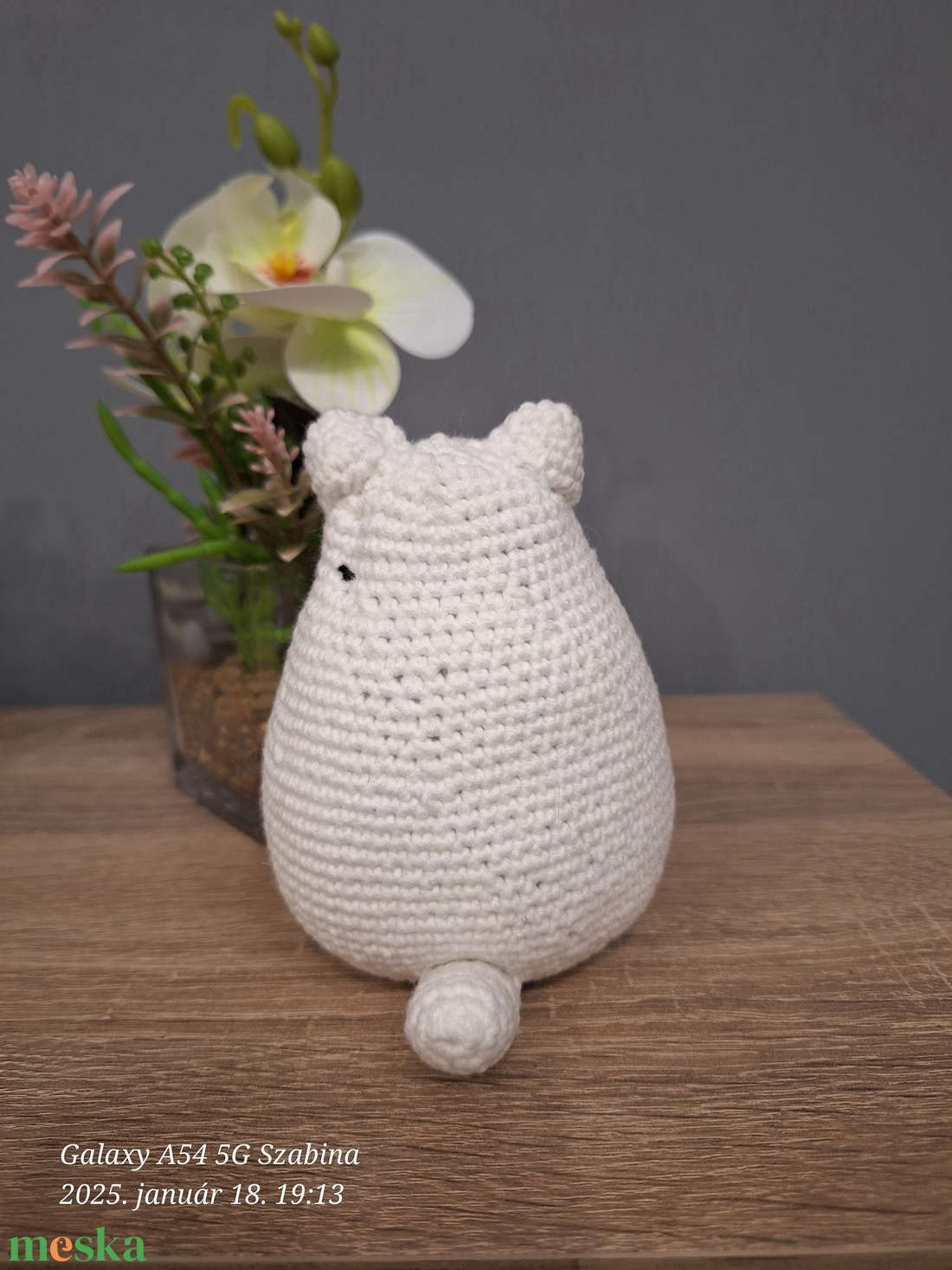 Horgolt valentin cica szívvel - játék & sport - plüssállat & játékfigura - cica - Meska.hu