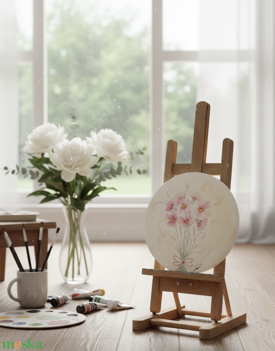 Pasztell mini festmény hűtőmágnes � kézzel festett, natúr vászon - otthon & életmód - konyhafelszerelés, tálalás - konyhai dekoráció - hűtőmágnes - Meska.hu