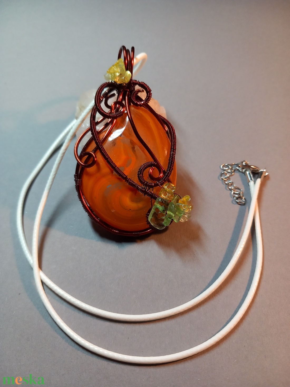 Napfény a szívednél � Egyedi kézműves medál citrinnel és olivinnel - ékszer - nyaklánc - medálos nyaklánc - Meska.hu