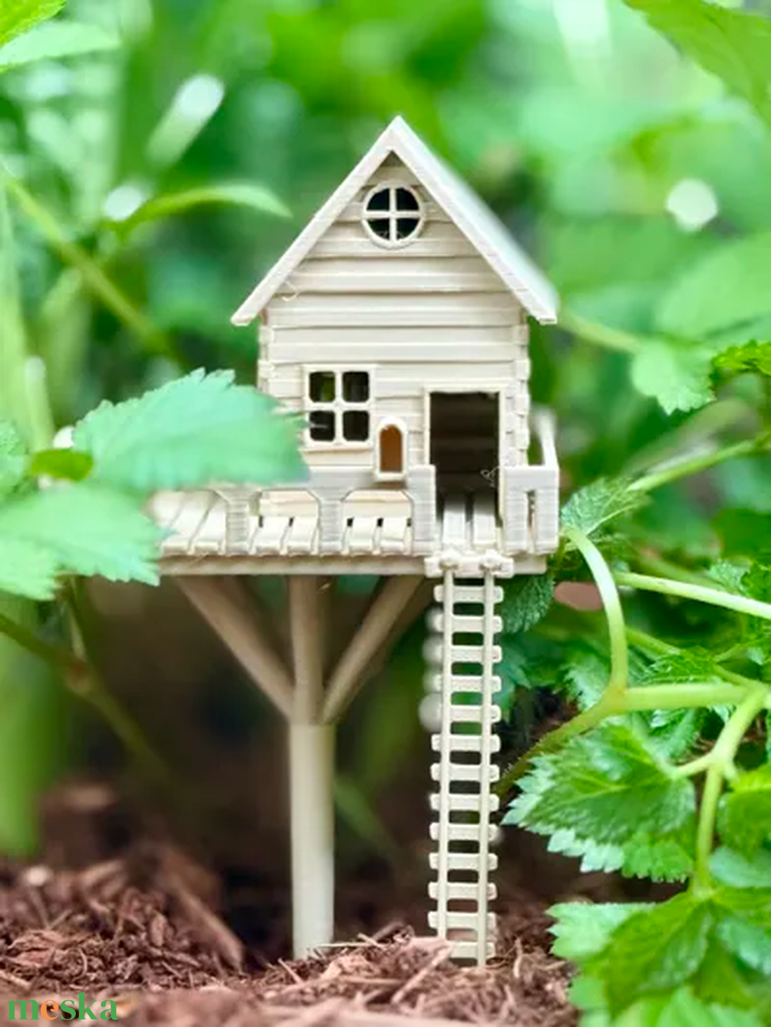 Mini Faházikó Létrával, Cserepes Növényekhez / Mini Treehouse with Ladder, for Potted Plants - otthon & életmód - ház & kert - kerti dísz - Meska.hu