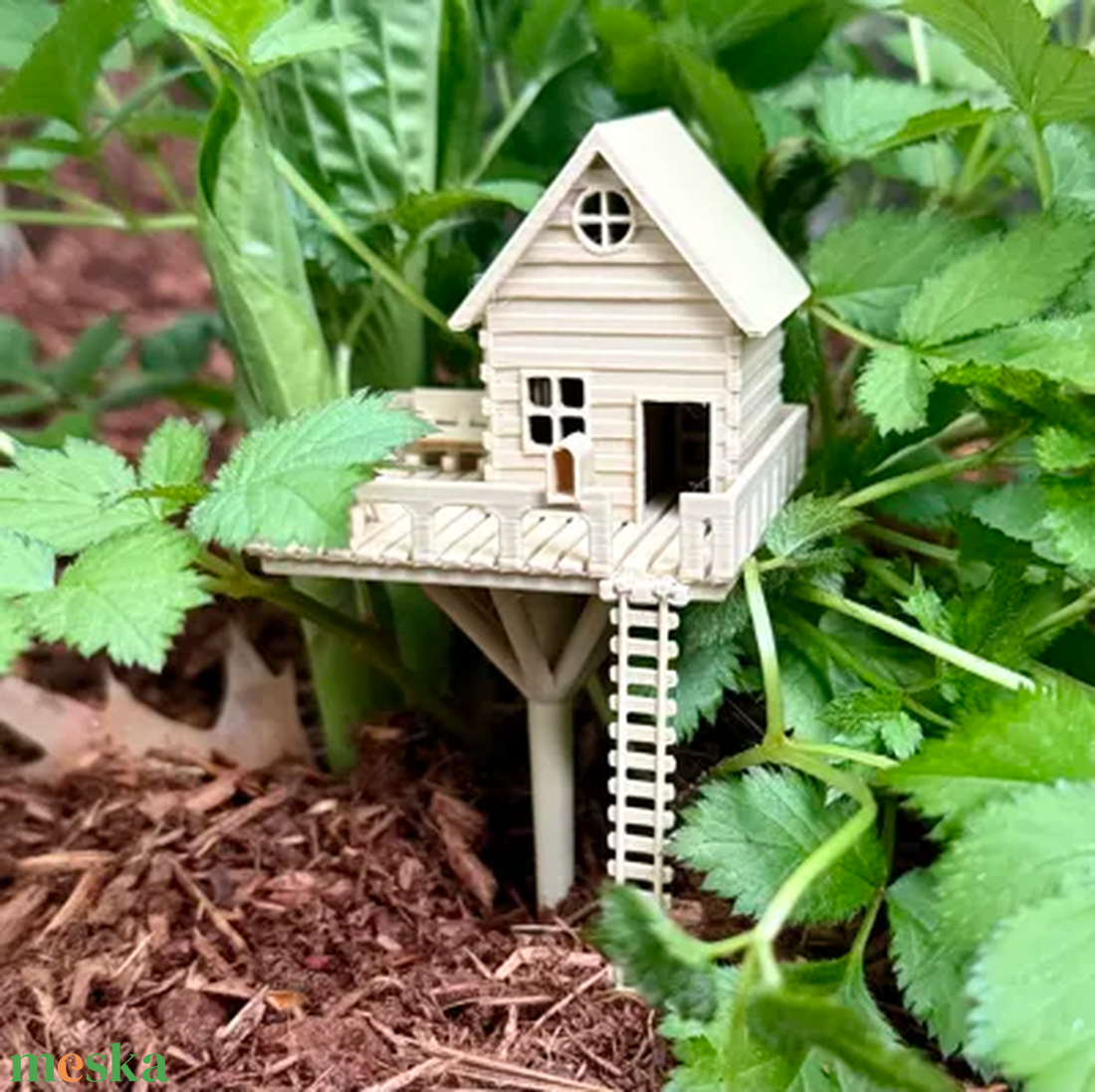 Mini Faházikó Létrával, Cserepes Növényekhez / Mini Treehouse with Ladder, for Potted Plants - otthon & életmód - ház & kert - kerti dísz - Meska.hu