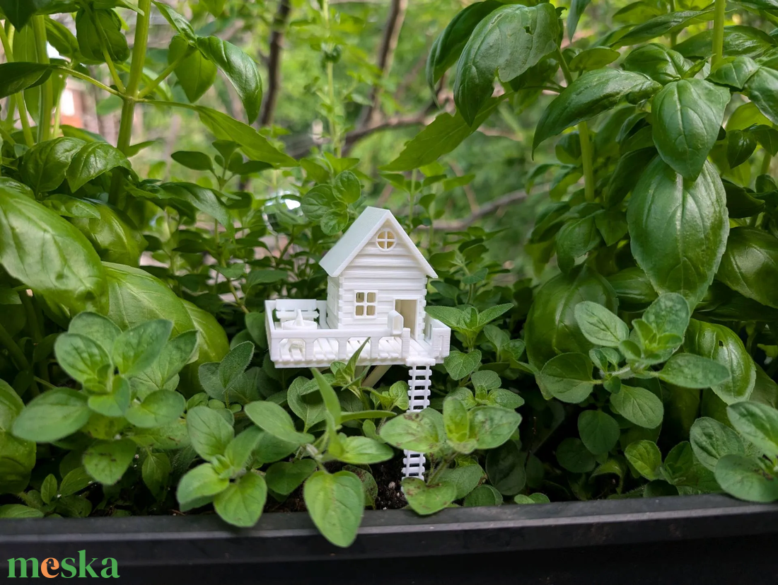 Mini Faházikó Létrával, Cserepes Növényekhez / Mini Treehouse with Ladder, for Potted Plants - otthon & életmód - ház & kert - kerti dísz - Meska.hu