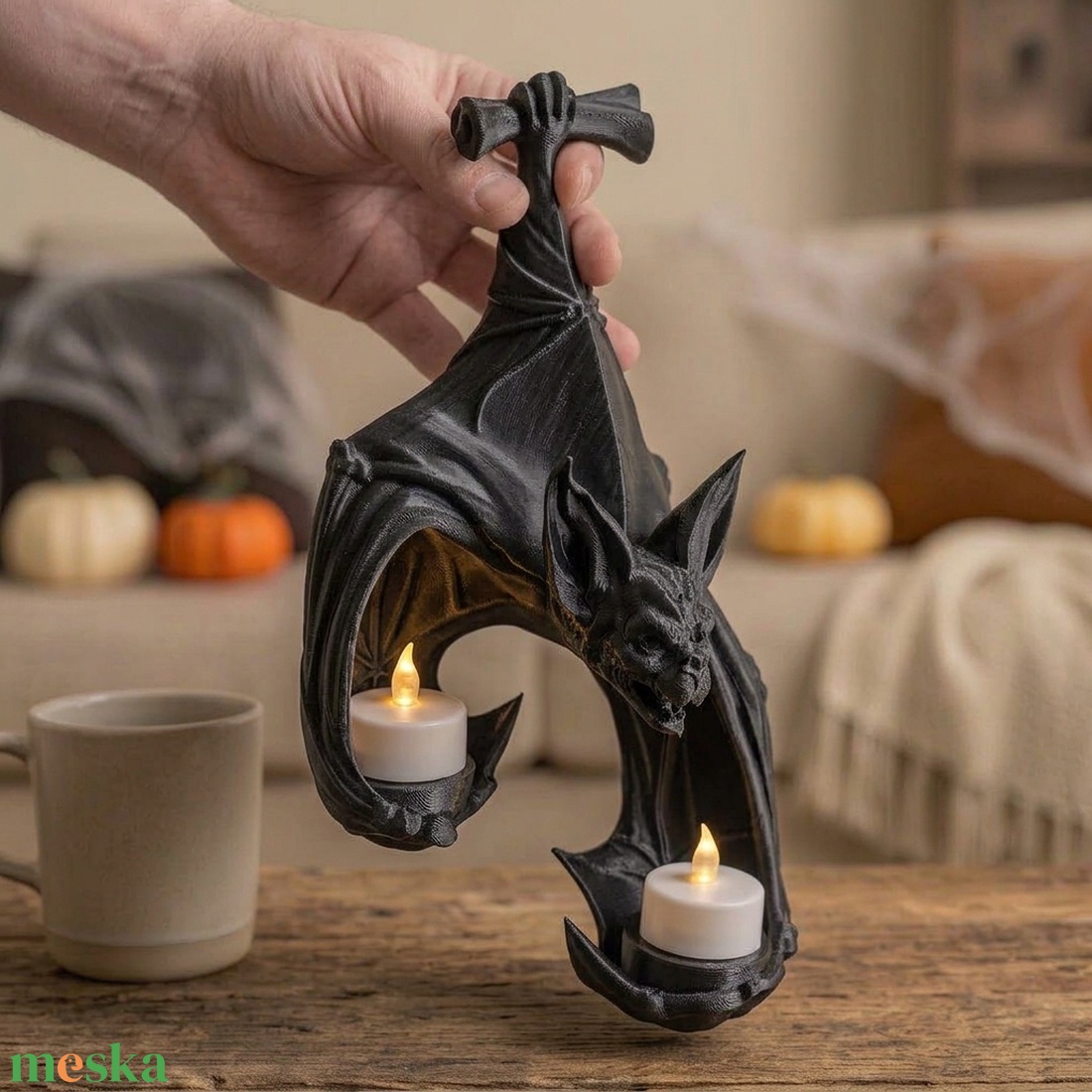 Vízköpő denevér falikar / Gargoyle Bat Wall Sconce - otthon & életmód - dekoráció - halloween - halloweeni lámpás - Meska.hu