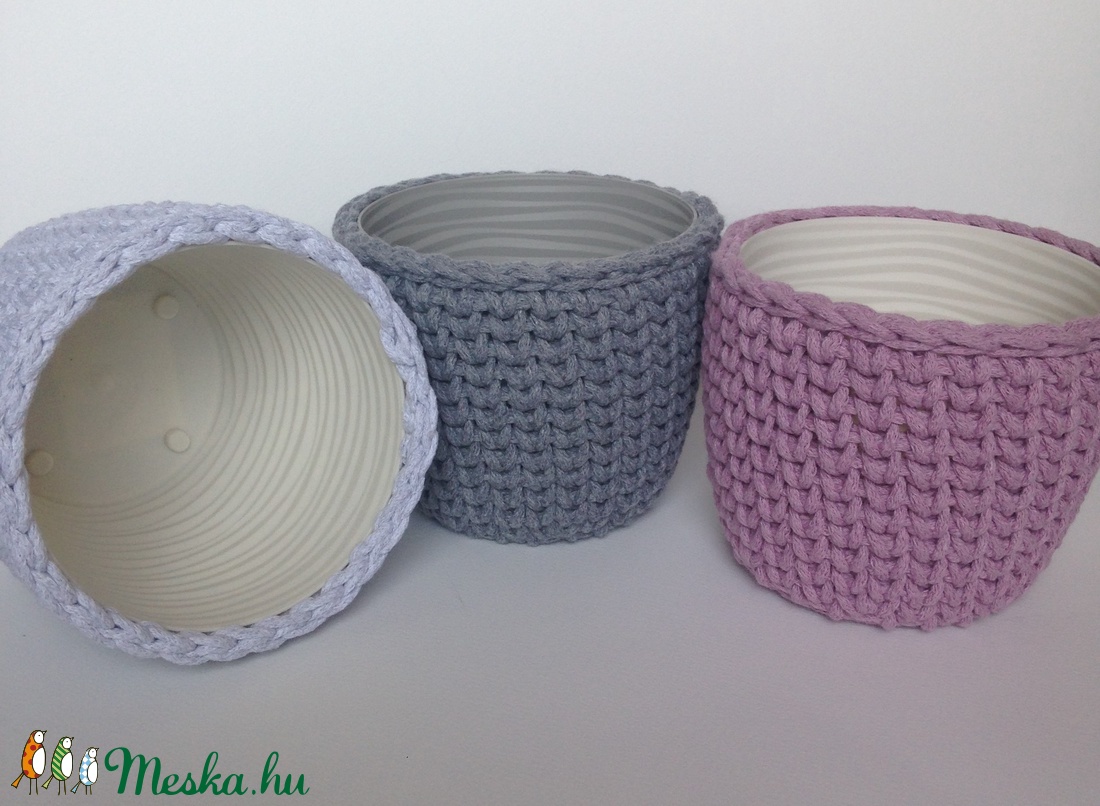 Horgolt kaspó szett, virágtartó, tároló -  - Meska.hu