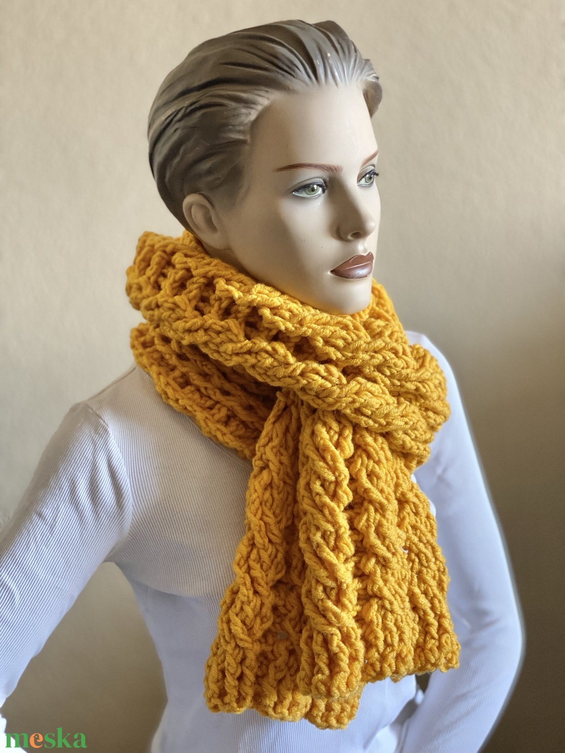 Horgolt sál - napsárga - ruha & divat - sál, sapka, kendő - sál - Meska.hu