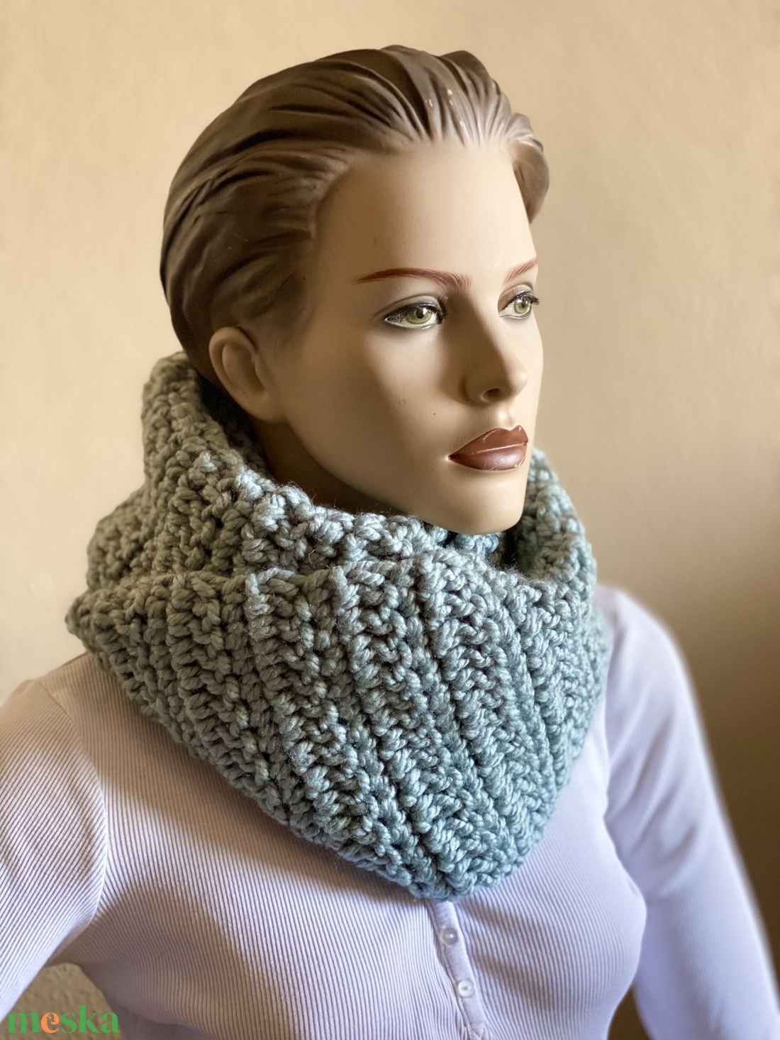 Horgolt sál - világoskék, aqua - ruha & divat - sál, sapka, kendő - sál - Meska.hu