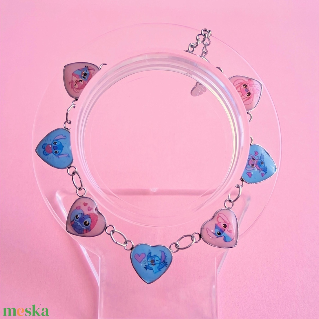 Lilo andStitch rozsdamentes acél karkötő - ékszer - karkötő - charm karkötő - Meska.hu