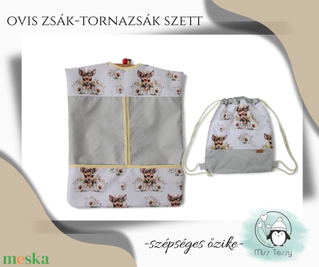 VÍZHATLAN OVIS ZSÁK - TORNAZSÁK SZETT  szépséges őzike - játék & sport - ovis felszerelés - ovis szett (zsák és tornazsák) - Meska.hu