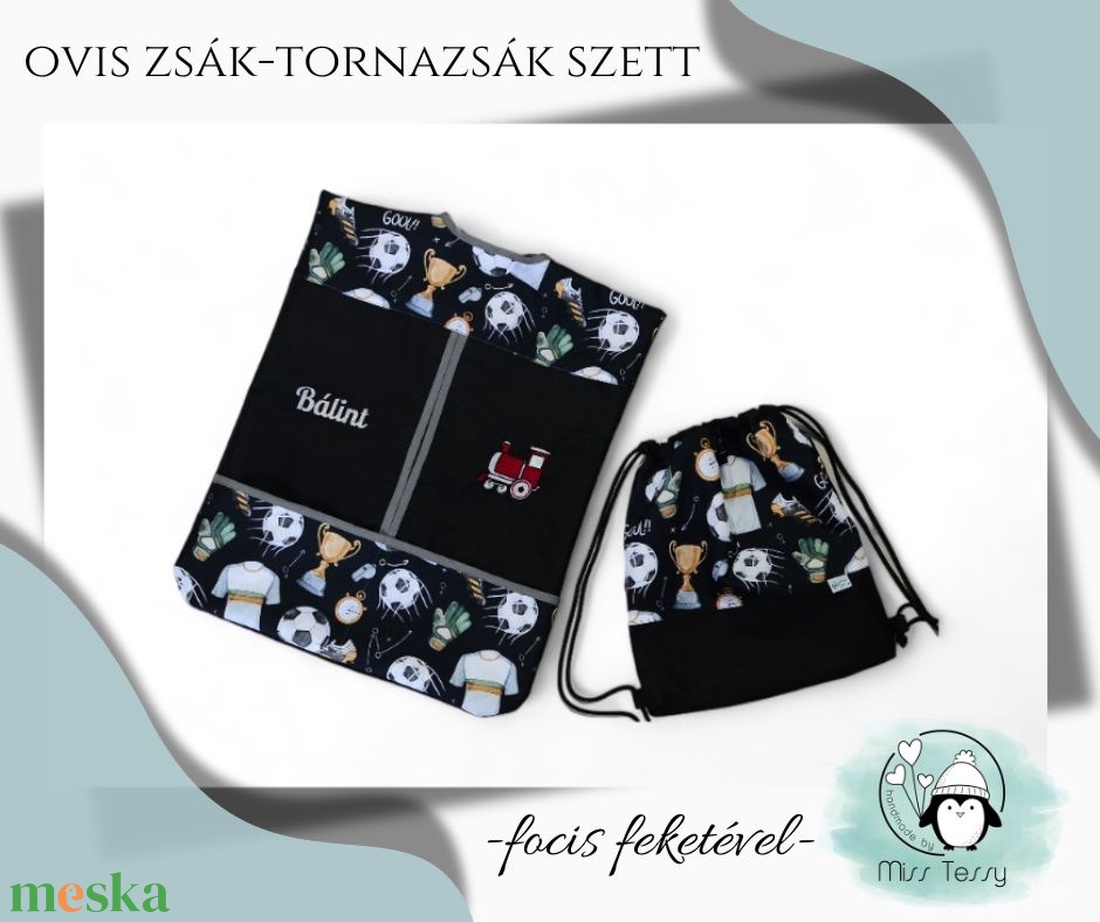 VÍZHATLAN OVIS ZSÁK - TORNAZSÁK SZETT  focis - játék & sport - ovis felszerelés - ovis szett (zsák és tornazsák) - Meska.hu