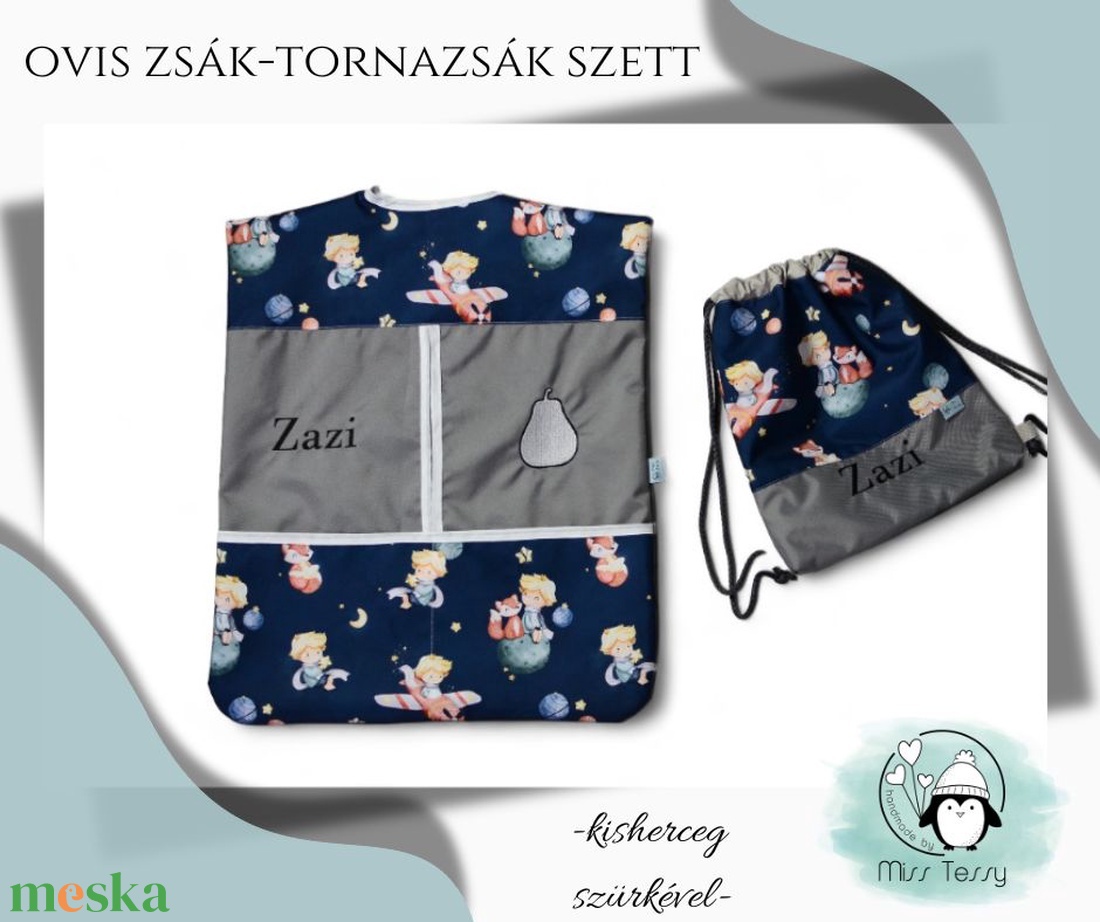 VÍZHATLAN OVIS ZSÁK - TORNAZSÁK SZETT  kisherceg - játék & sport - ovis felszerelés - ovis szett - Meska.hu