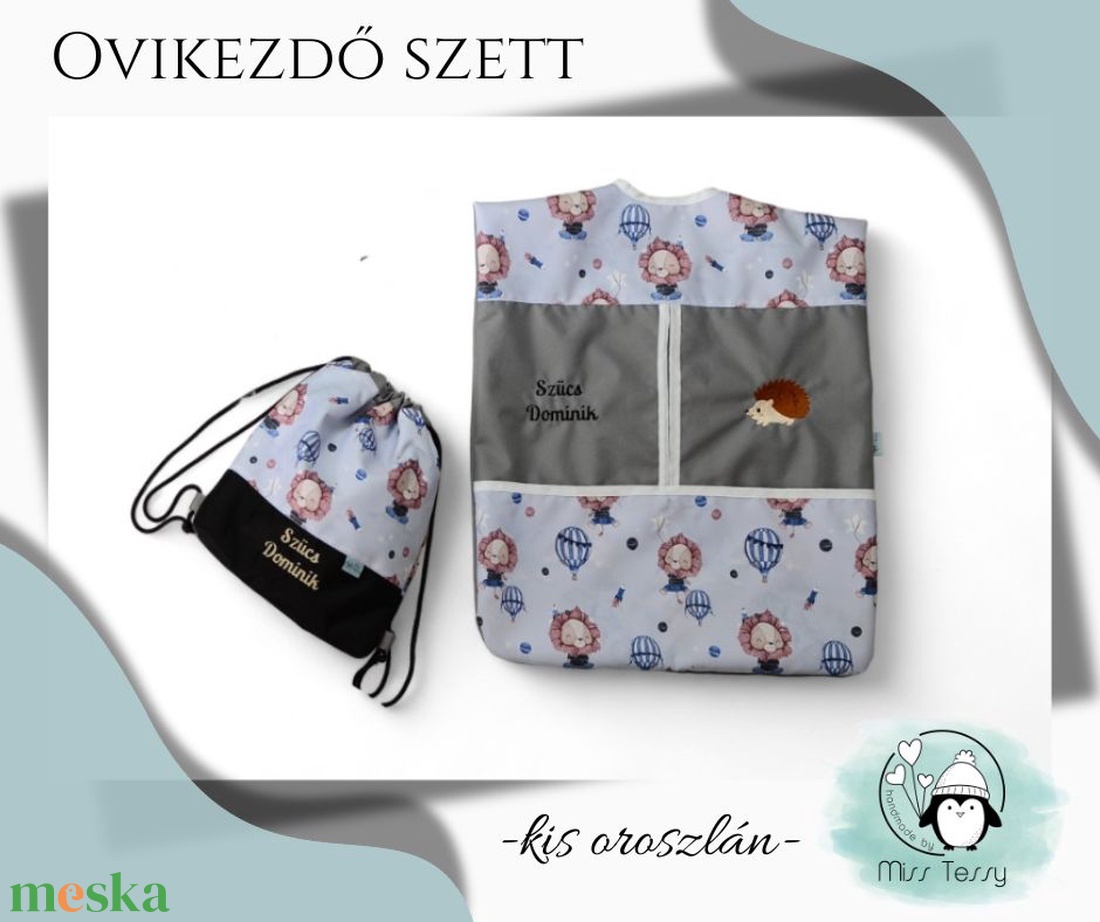 VÍZHATLAN OVIS ZSÁK - TORNAZSÁK SZETT  kis oroszlán - játék & sport - ovis felszerelés - ovis szett (zsák és tornazsák) - Meska.hu