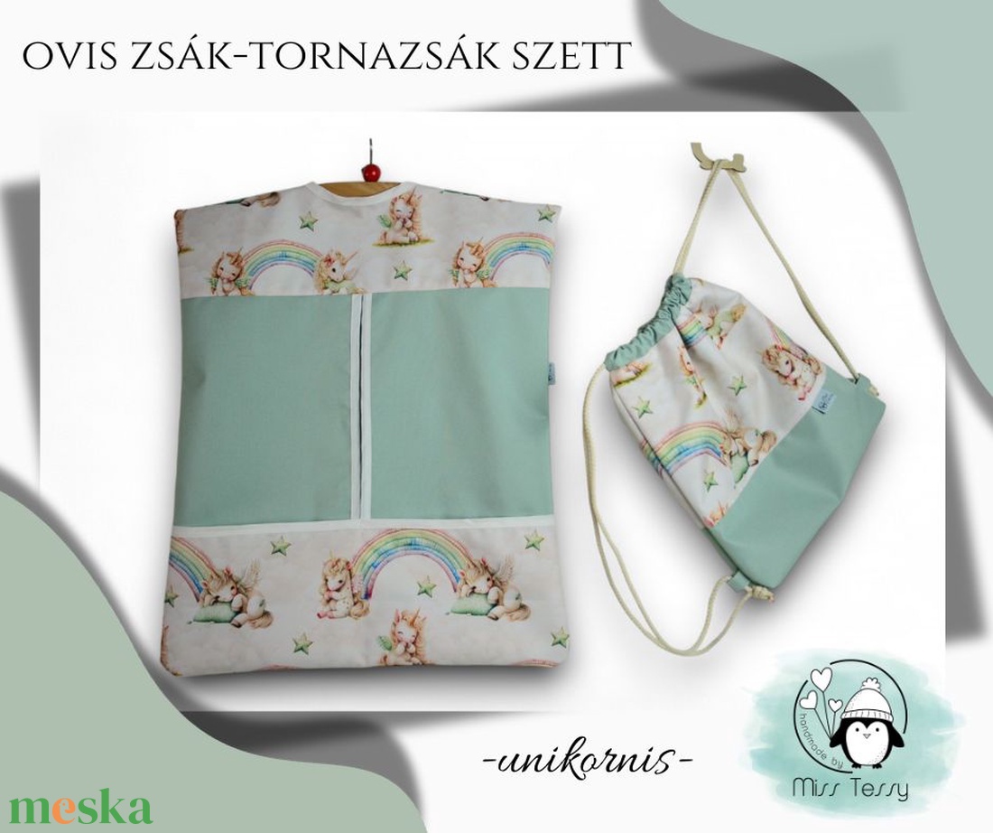 VÍZHATLAN OVIS ZSÁK - TORNAZSÁK SZETT  unikornis - játék & sport - ovis felszerelés - ovis szett (zsák és tornazsák) - Meska.hu