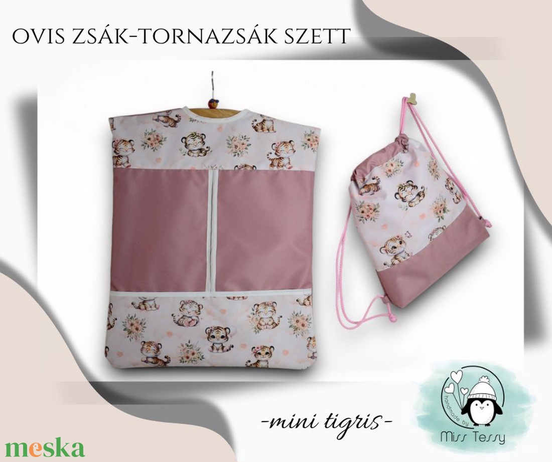 VÍZHATLAN OVIS ZSÁK - TORNAZSÁK SZETT  mini tigris - játék & sport - ovis felszerelés - ovis szett - Meska.hu