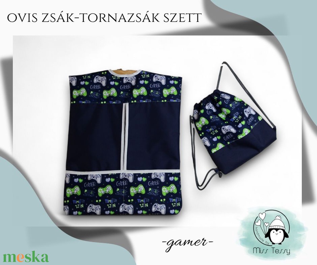 VÍZHATLAN OVIS ZSÁK - TORNAZSÁK SZETT  gamer - játék & sport - ovis felszerelés - ovis szett (zsák és tornazsák) - Meska.hu
