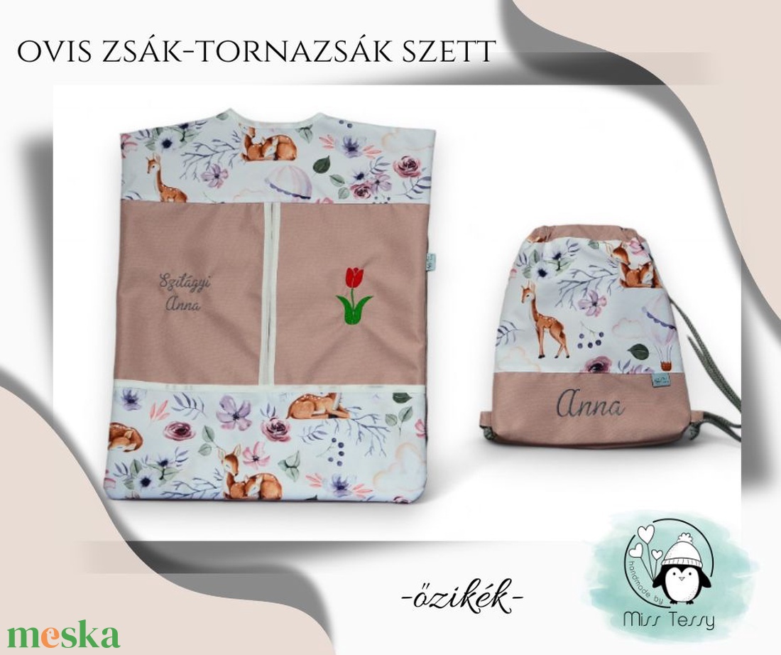 VÍZHATLAN OVIS ZSÁK - TORNAZSÁK SZETT  őzike - játék & sport - ovis felszerelés - ovis szett (zsák és tornazsák) - Meska.hu