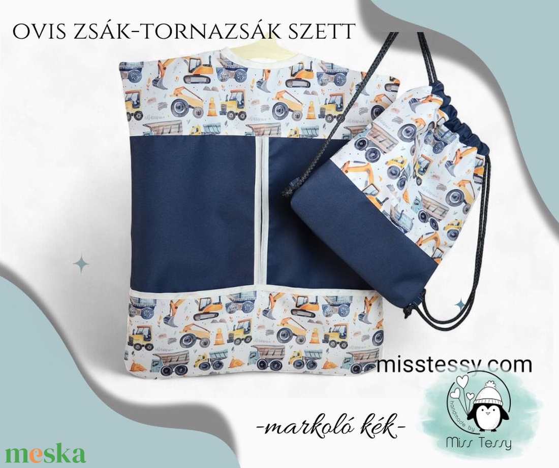 VÍZHATLAN vállfás OVIS ZSÁK - TORNAZSÁK SZETT  markoló - játék & sport - ovis felszerelés - ovis szett (zsák és tornazsák) - Meska.hu