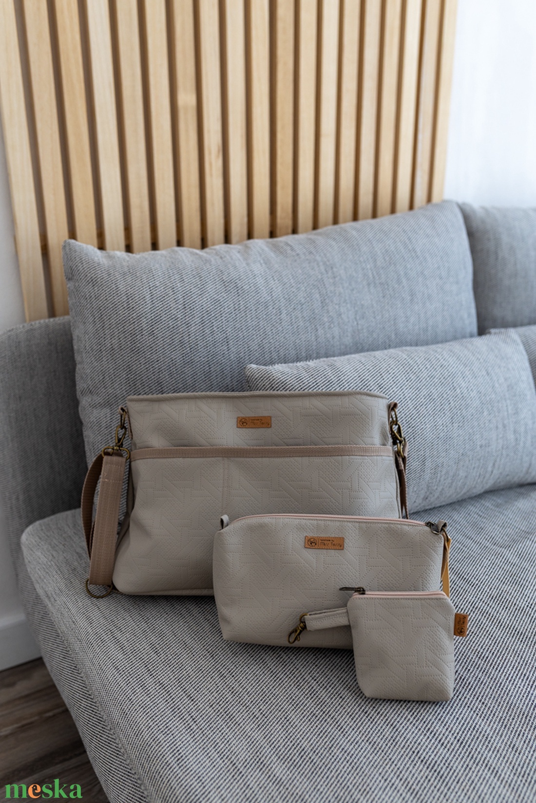 Babakocsitáska- beige textilbőr  - táska & tok - pelenkatáska - kismamatáska - Meska.hu