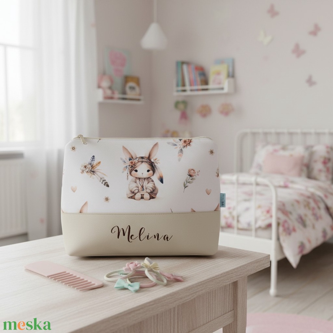 Cipzáros neszeszer névvel - 2 méretben - elegáns mályva - táska & tok - neszesszer - Meska.hu