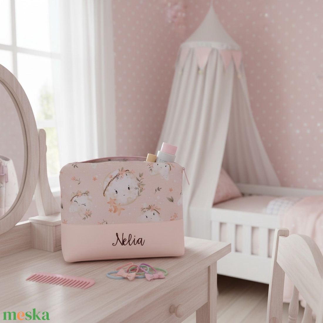 Cipzáros neszeszer névvel - 2 méretben - pink sky - táska & tok - neszesszer - Meska.hu