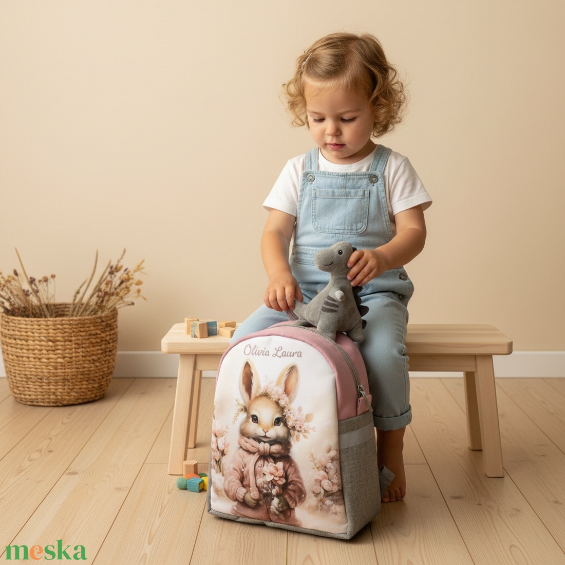 Nyuszi lány ovis bölcsis hátizsák  - játék & sport - ovis felszerelés - ovis hátizsák - Meska.hu