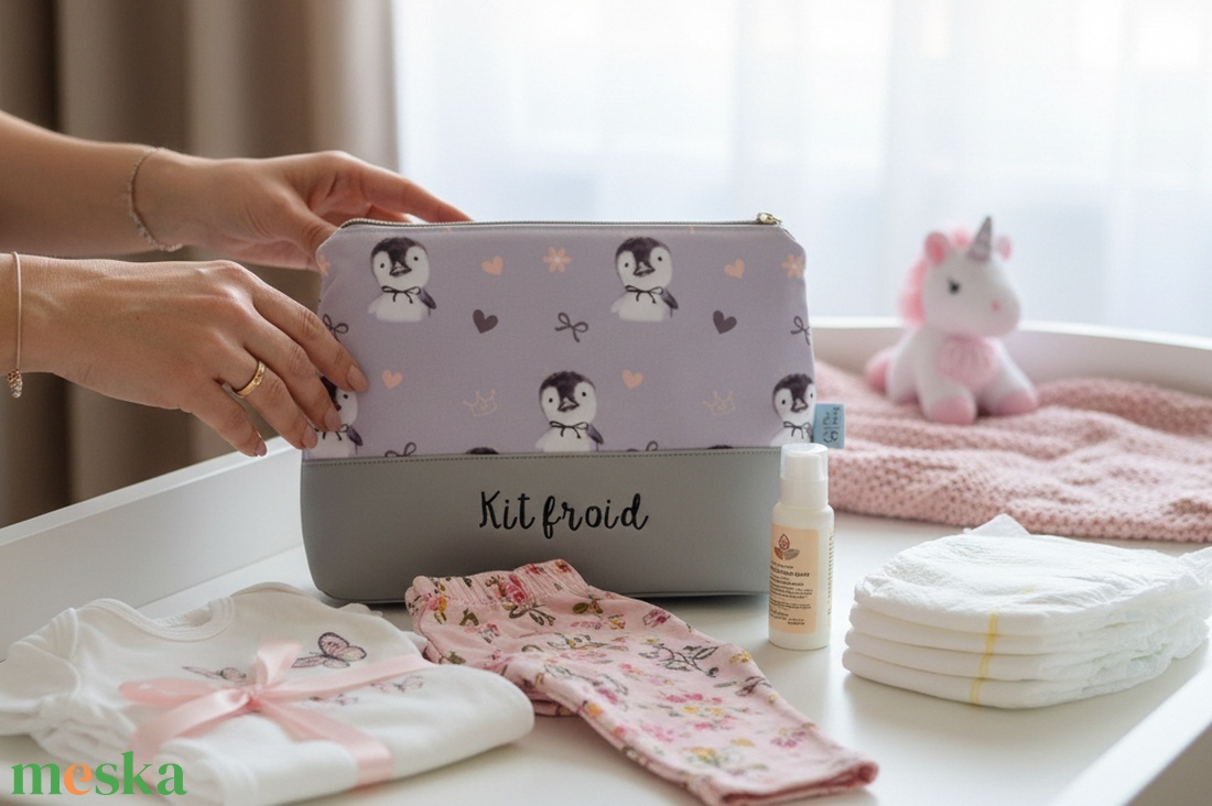 Cipzáros neszeszer névvel - 2 méretben -pingvin - táska & tok - neszesszer - Meska.hu